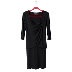 Vintage 2000s L’Onkel Paris Black Ruched Stretch Knit Cocktail / Evening
